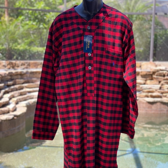POLO RALPH LAUREN PLAID ONE-PIECE NIGHTSHIRT - Picture 1 of 5
